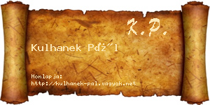 Kulhanek Pál névjegykártya